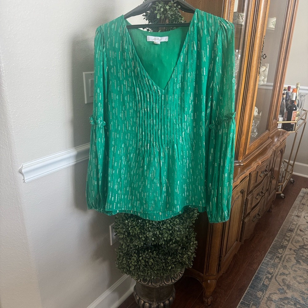 Lilly Pulitzer Emerald V-Neck Blouse